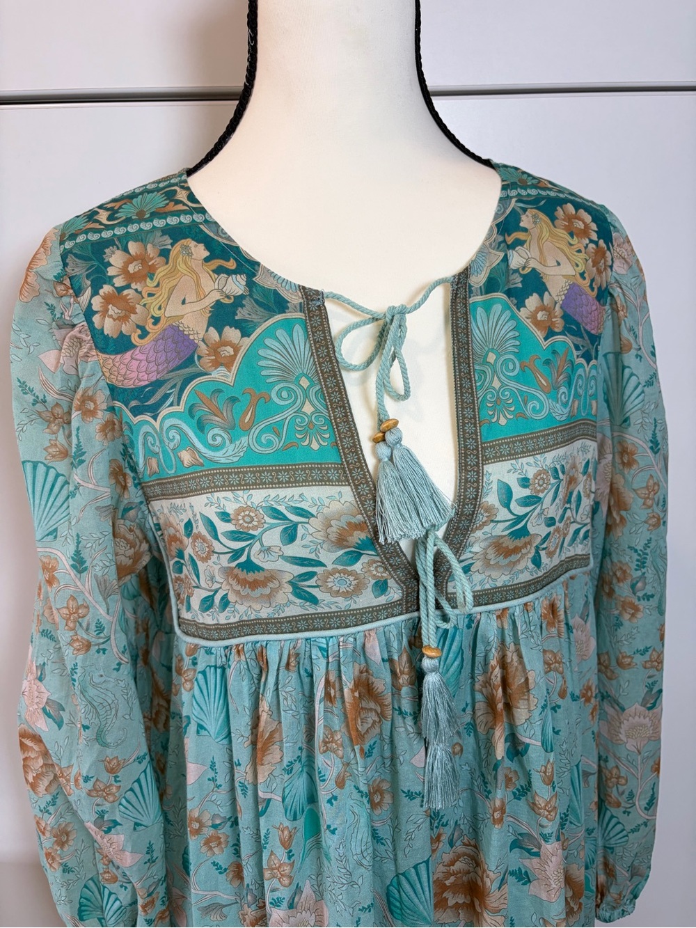 🔮SPELL & THE GYPSY COLLECTIVE SEASHELL MERMAID BOHO DRESS - SEAFOAM - Picture 7 of 13